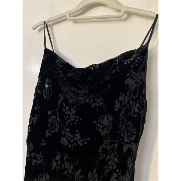Urban Outfitters‎ Black Velvet Burnout Floral Midi  Sheath Dress goth lined - Picture 5 of 12